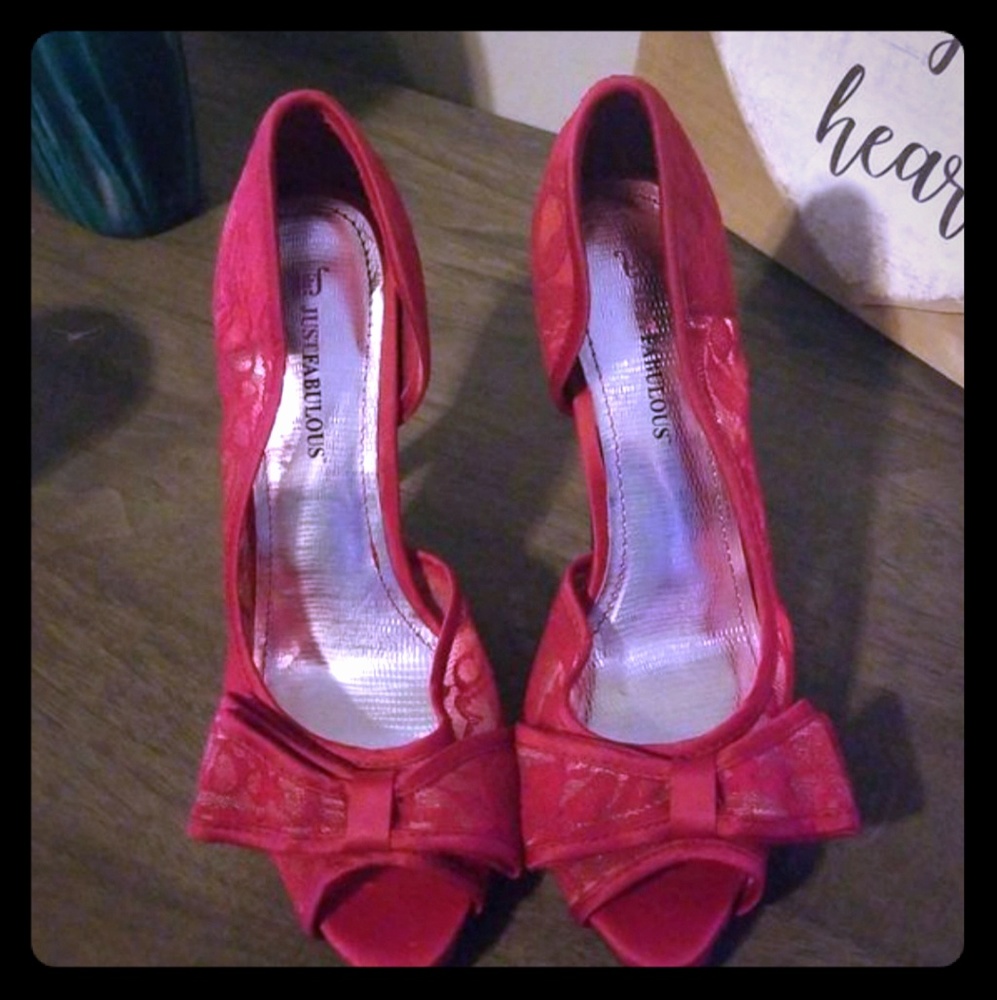 Red full lace heels